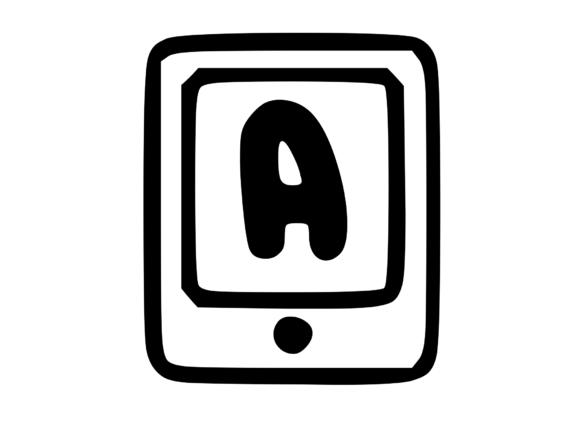 Mobile Tablet Device Mono Letter a Review for Embroidery