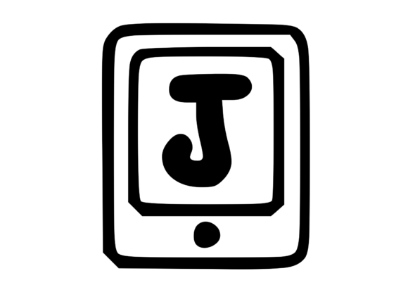 Mobile Tablet Device Mono Letter J for Embroidery